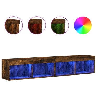 vidaXL Έπιπλα Τηλεόρασης με LED 2 τεμ. Καπνιστή Δρυς 80x30x30cm