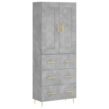 vidaXL Ντουλάπι Γκρι Σκυροδέματος 69,5x34x180cm Επεξεργασμένο Ξύλο 1 τεμ.
