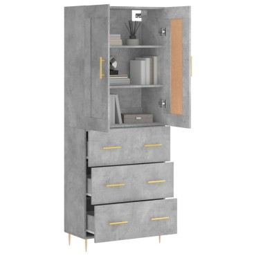 vidaXL Ντουλάπι Γκρι Σκυροδέματος 69,5x34x180cm Επεξεργασμένο Ξύλο 1 τεμ.