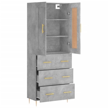 vidaXL Ντουλάπι Γκρι Σκυροδέματος 69,5x34x180cm Επεξεργασμένο Ξύλο 1 τεμ.