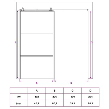 vidaXL Συρόμενη Πόρτα 102 x 205 cm Θρυμματισμένο Γυαλί και Αλουμίνιο