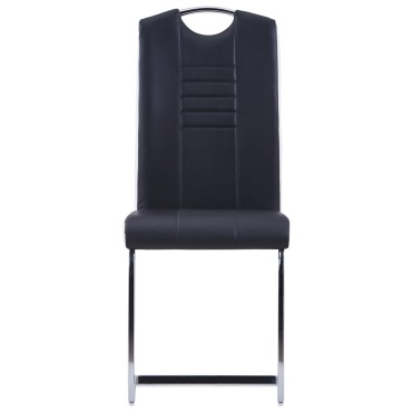 vidaXL Καρέκλες Τραπεζαρίας «Πρόβολος» 2 τεμ. Μαύρες Συνθετικό Δέρμα 42x52x100cm