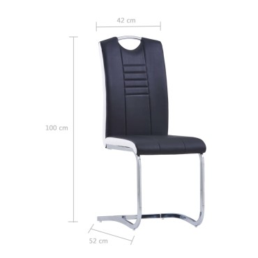 vidaXL Καρέκλες Τραπεζαρίας «Πρόβολος» 2 τεμ. Μαύρες Συνθετικό Δέρμα 42x52x100cm