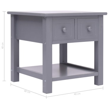 vidaXL Τραπέζι Βοηθητικό Γκρι 40x40x40cm από Ξύλο Παυλώνιας 1 τεμ.