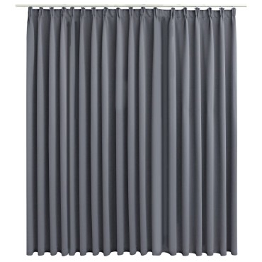 vidaXL Κουρτίνα Συσκότισης με Γάντζους Γκρι 290 x 245 εκ.