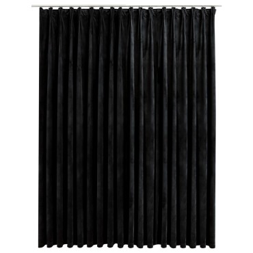 vidaXL Κουρτίνα Συσκότισης με Γάντζους Μαύρη 290x245cm Βελούδο
