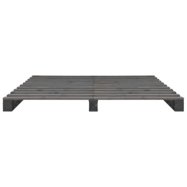 vidaXL Πλαίσιο Κρεβατιού Γκρι 140x200cm Παλέτες Μασίφ Ξύλο Πεύκου 1 τεμ. - Διπλό