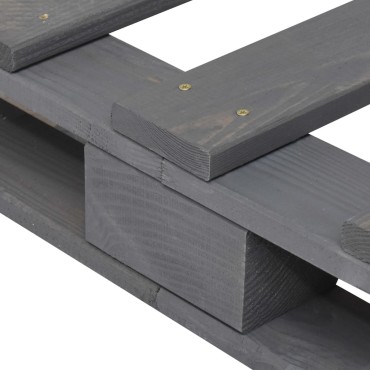 vidaXL Πλαίσιο Κρεβατιού Γκρι 140x200cm Παλέτες Μασίφ Ξύλο Πεύκου 1 τεμ. - Διπλό