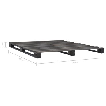 vidaXL Πλαίσιο Κρεβατιού Γκρι 140x200cm Παλέτες Μασίφ Ξύλο Πεύκου 1 τεμ. - Διπλό