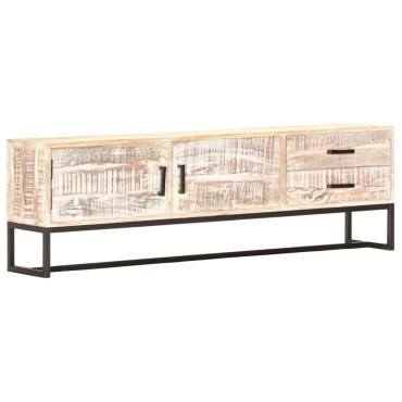 vidaXL Έπιπλο Τηλεόρασης Λευκό 140x30x45cm Μασίφ Ξύλο Ακακίας
