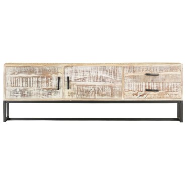 vidaXL Έπιπλο Τηλεόρασης Λευκό 140x30x45cm Μασίφ Ξύλο Ακακίας