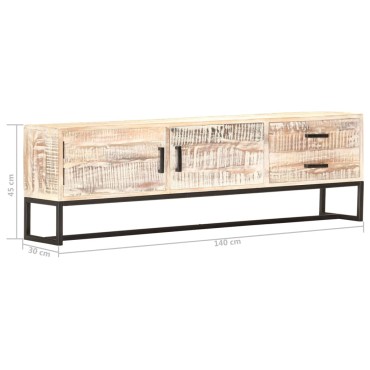 vidaXL Έπιπλο Τηλεόρασης Λευκό 140x30x45cm Μασίφ Ξύλο Ακακίας