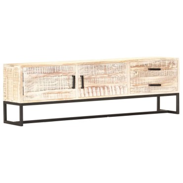 vidaXL Έπιπλο Τηλεόρασης Λευκό 140x30x45cm Μασίφ Ξύλο Ακακίας