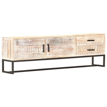 vidaXL Έπιπλο Τηλεόρασης Λευκό 140x30x45cm Μασίφ Ξύλο Ακακίας
