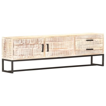 vidaXL Έπιπλο Τηλεόρασης Λευκό 140x30x45cm Μασίφ Ξύλο Ακακίας