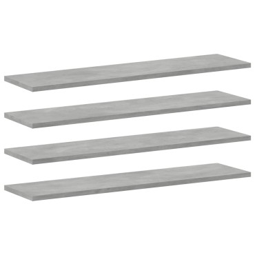 vidaXL Ράφια Βιβλιοθήκης 4 τεμ. Γκρι Σκυροδ. 80x20x1,5cm Επεξ. Ξύλο