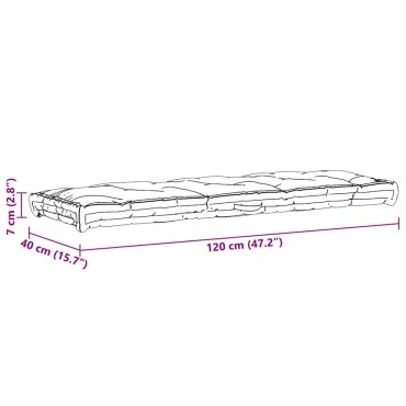 vidaXL Μαξιλάρα Δαπέδου / Παλέτας Μαύρη 120x40x7cm Βαμβακερή