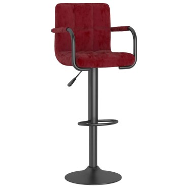 vidaXL Σκαμπό Μπαρ Μπορντό Βελούδινο 48x47x(90-111)cm 1 τεμ.