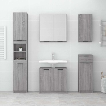 vidaXL Ντουλάπι Μπάνιου Γκρι sonoma 64,5x33,5x59cm Επεξεργασμένο Ξύλο 1 τεμ.
