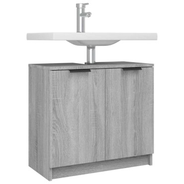 vidaXL Ντουλάπι Μπάνιου Γκρι sonoma 64,5x33,5x59cm Επεξεργασμένο Ξύλο 1 τεμ.