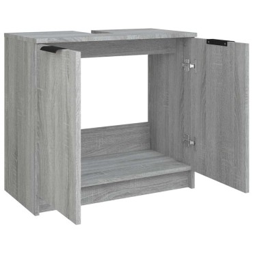 vidaXL Ντουλάπι Μπάνιου Γκρι sonoma 64,5x33,5x59cm Επεξεργασμένο Ξύλο 1 τεμ.