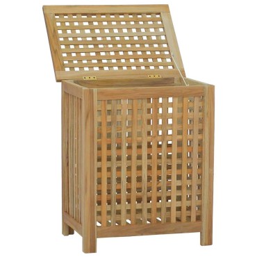 vidaXL Καλάθι Άπλυτων 50x35x60 εκ. από Μασίφ Ξύλο Teak