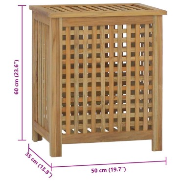 vidaXL Καλάθι Άπλυτων 50x35x60 εκ. από Μασίφ Ξύλο Teak
