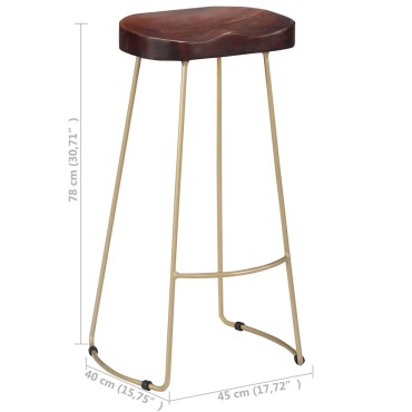 vidaXL Σκαμπό Μπαρ Gavin 2 τεμ. από Μασίφ Ξύλο Μάνγκο 45x40x78cm