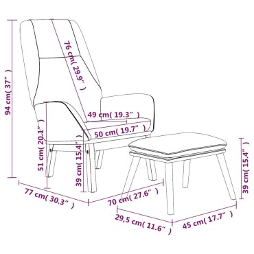 vidaXL Πολυθρόνα Relax Taupe Υφασμάτινη με Υποπόδιο 70x77x94cm 1 τεμ.