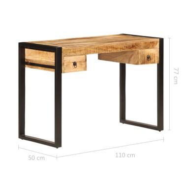 vidaXL Γραφείο με 2 Συρτάρια 110x50x77cm από Μασίφ Ξύλο Μάνγκο 1 τεμ.