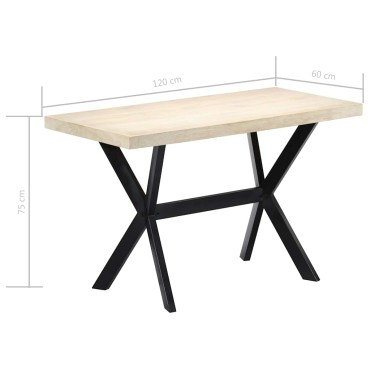 vidaXL Τραπεζαρία Λευκή 120x60x75cm από Μασίφ Ξύλο Μάνγκο 1 τεμ.