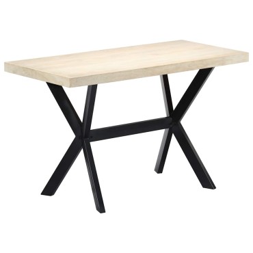 vidaXL Τραπεζαρία Λευκή 120x60x75cm από Μασίφ Ξύλο Μάνγκο 1 τεμ.
