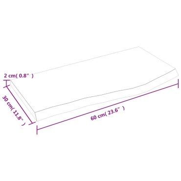 vidaXL Πάγκος Μπάνιου Σκούρο Καφέ 60x30x2 εκ. Επεξ. Μασίφ Ξύλο