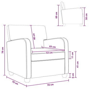 vidaXL Πολυθρόνα Μπλε τζην Ύφασμα 70x79x78cm 1 τεμ.