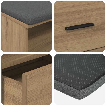 vidaXL Πάγκος Παπουτσιών με Μαξιλάρι Artisan Δρυς 100x38x46 εκ 1 τεμ.