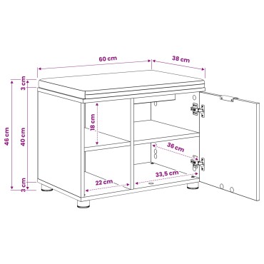 vidaXL Πάγκος Παπουτσιών με Μαξιλάρι Artisan Δρυς 60x38x46 εκ 1 τεμ.