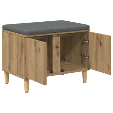 vidaXL Πάγκος Παπουτσιών με Μαξιλάρι Artisan Δρυς 60x38x46 εκ 1 τεμ.