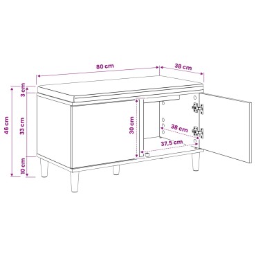 vidaXL Πάγκος Παπουτσιών με Μαξιλάρι Artisan Δρυς 80x38x46 εκ 1 τεμ.