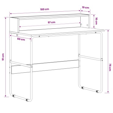 vidaXL Γραφείο με αποθηκευτικό χώρο Γκρι Sonoma 100x50x91cm 1 τεμ.