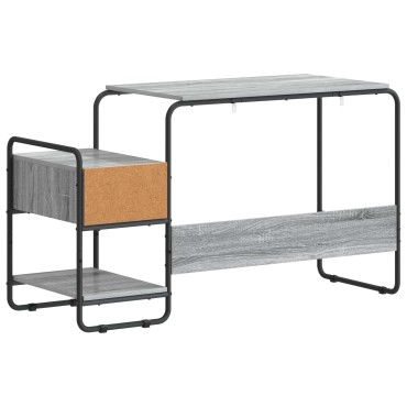 vidaXL Γραφείο με αποθηκευτικό χώρο Γκρι Sonoma 131.5x50x75.5cm 1 τεμ.