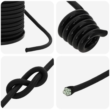 vidaXL Σχοινιά Bungee με Γάντζους 6 mm Μαύρο PP και καουτσούκ
