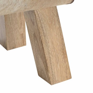 vidaXL παγκάκι 40x30x45cm Αληθινό Δέρμα Καφέ και Λευκό