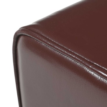 vidaXL παγκάκι 40x30x45cm Αληθινό Δέρμα Σκούρο Καφέ