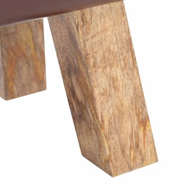vidaXL παγκάκι 40x30x45cm Αληθινό Δέρμα Σκούρο Καφέ