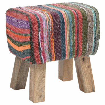 vidaXL παγκάκι 40x30x45cm Αληθινό Δέρμα Πολύχρωμο