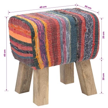 vidaXL παγκάκι 40x30x45cm Αληθινό Δέρμα Πολύχρωμο