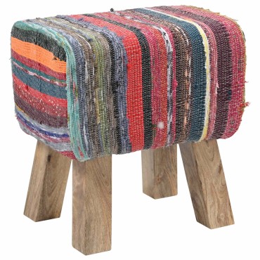 vidaXL παγκάκι 40x30x45cm Αληθινό Δέρμα Πολύχρωμο