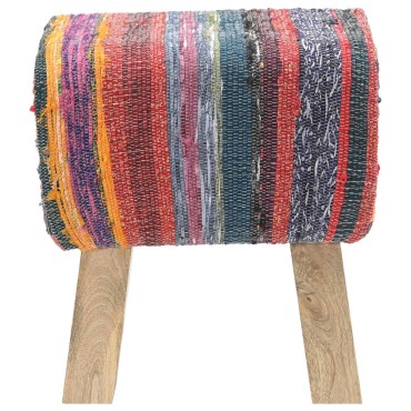 vidaXL παγκάκι 40x30x45cm Αληθινό Δέρμα Πολύχρωμο