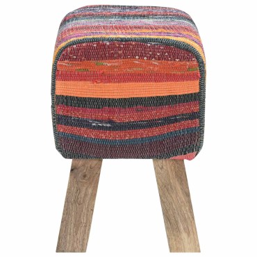 vidaXL παγκάκι 40x30x45cm Αληθινό Δέρμα Πολύχρωμο