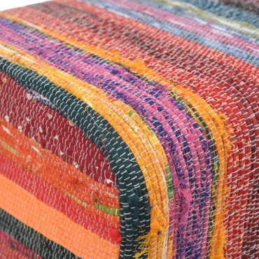 vidaXL παγκάκι 40x30x45cm Αληθινό Δέρμα Πολύχρωμο